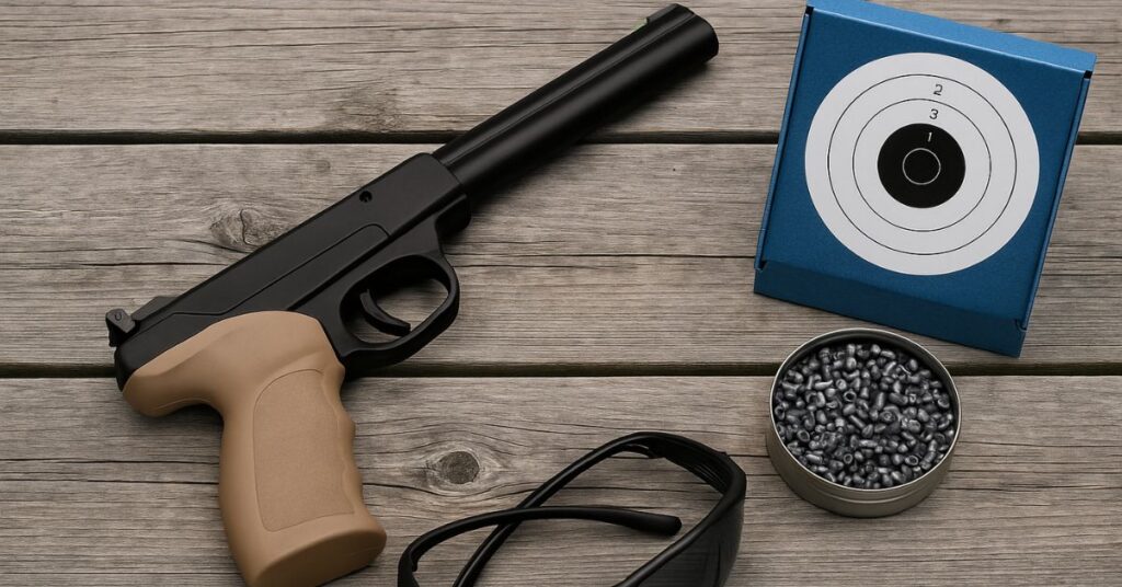 Luftpistol med tilbehør